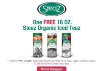 FREE 16 OZ. Steaz Organic Iced Teaz