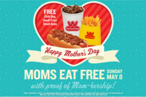 Moms Eat FREE at Wienerschnitzel on May 8 - I Crave Freebies