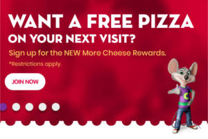 FREE Personal One-Topping Pizza at Chuck E. Chees